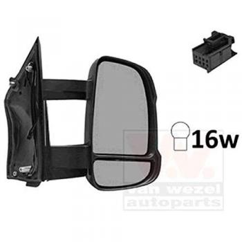Espejo retrovisor VAN WEZEL 1651818 - Espejo lateral, diseño específico para vehículos, incluye soporte de montaje, acabado en color negro, ajuste manual o eléctrico según modelo