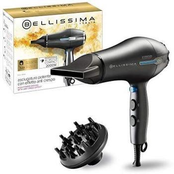 Imetec Bellissima PC5 2500 - Secador de pelo profesional, 2000 W, revestimiento de cerámica y turmalina, tecnología de iones, 8 combinaciones de aire y temperatura, boquilla estrecha, difusor incluido