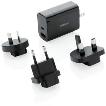 Cargador de viaje ultra rápido Philips con adaptador universal, 30 W, incluye accesorios