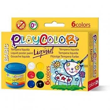 Playcolor Liqüid Basic 40ml - Pintura Tempera - 6 Colores sutidos - 19931