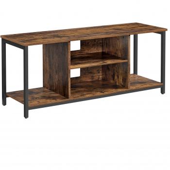 Soporte de TV VASAGLE para TVs de hasta 60 Pulgadas, Mueble con Estantes Abiertos, Estilo Rústico Marrón y Negro