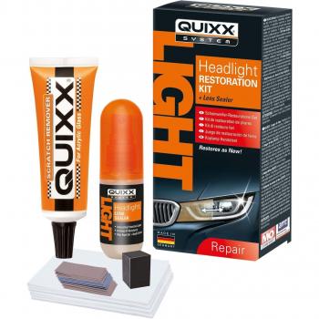 Restaurador de Faros en dos pasos - Esmalte 50 g y Sellado 30 ml - Protección Duradera - Esmalte Para Rasguños - Resistencia a los arañazos y al Tono Amarillento - Quixx