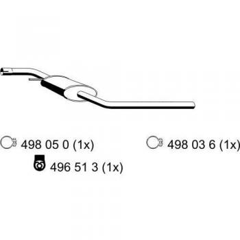 Silenciador Intermedio ERNST 177030 para Volkswagen Transporter 4 - Longitud: 1120mm
