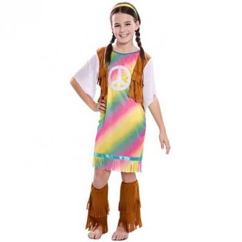 Disfraz de Hippie Arcoíris para niña