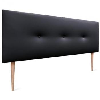 Cabecero de Polipiel Acolchado Liso con Botones y Patas 150x105cm - Negro, Diseño Moderno para Cama Dormitorio Lujo