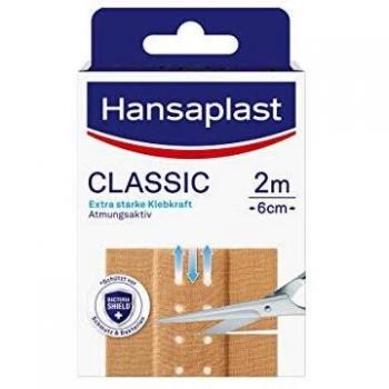 Tira Adhesiva Hansaplast Classic 2 m x 6 cm, con alta adhesión y material flexible y transpirable