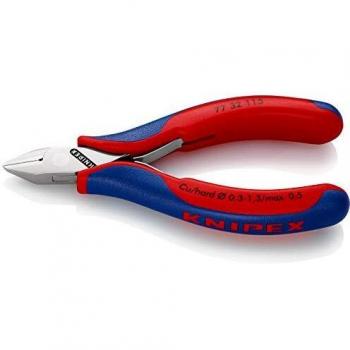Knipex 77 32 115 - Alicates de corte diagonal para electrónica, longitud 115 mm, diseño ergonómico, cuchillas afiladas para un corte preciso, fabricados en acero al cromo-vanadio