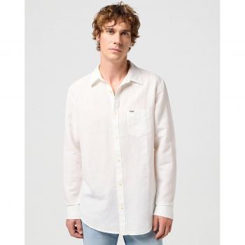 Wrangler Camisa de hombre de corte classic y lisa en color blanco