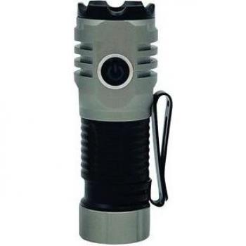 Linterna de mano LED COB 12W 1000lm con cable USB C, haz de luz hasta 105m, IPX4, Ø26x70mm, color negro y gris