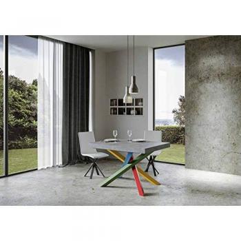 Mesa extensible Volantis 90x130/390 cm, tablero de hormigón, marco multicolor 4/B