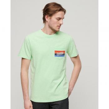 Camiseta a rayas Superdry Cali con logo en verde para hombre