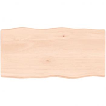 Tablero de mesa de madera maciza de roble sin tratar con borde natural, dimensiones 80x40x(2-6) cm, color marrón