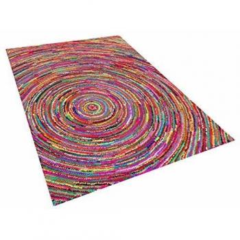 Alfombra Multicolor de Algodón 160 x 230 cm Rectangular Patrón Abstracto Tejida a Mano Boho Malatya