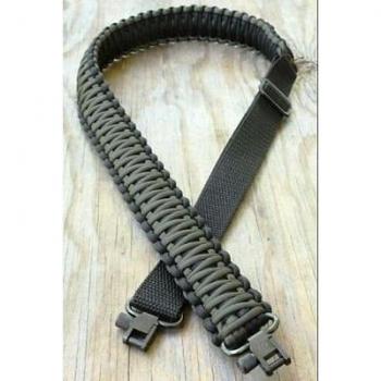 Eslingas para rifle hecha a mano con cuerda de paracaídas 550 y eslabones giratorios, ajustable, Black+Green