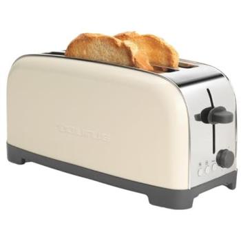 Tostadora Taurus Vintage Cream 1500W, 2 Ranuras, 7 Niveles de Tostado, Funciones Descongelar y Recalentar, Acero Inoxidable