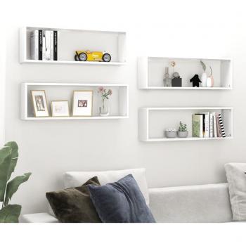 Estantes de pared 4 piezas aglomerado blanco 80x15x26,5 cm