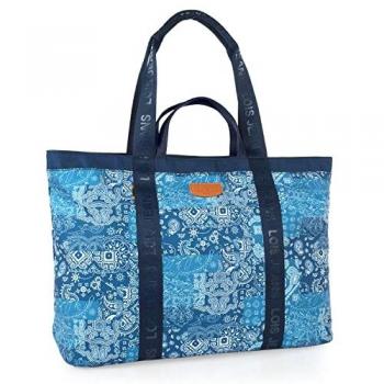 Bolsa de Playa Lois - Bolso Grande y Ligero para Mujer con Cremallera, Azul, Moda Casual