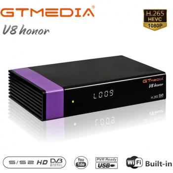 GT MEDIA DVB S2 Decodificador Receptor Satelite Ricevitore Freesat V8 Honor 1080P Full HD Soporte CCCAM Youtube PVR PowerVu Biss Clave con WiFi Incorporado, Púrpura Edición Limitada V8 Nova