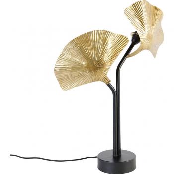 Lámpara de mesa oriental de latón con 2 luces negras y diseño orgánico, adecuada para LED, máxima potencia 2 x 40W - Louka