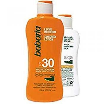BABARIA pack leche protectora solar spf 30 + bálsamo after sun calmante 100 ml