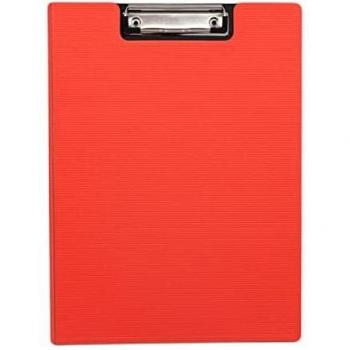 Carpeta de Plástico con Clip Superior y Tapa A4 - Color Coral