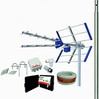 DAXIS Kit Amplificado Antena TV Compact 5G + Rollo 20M + Amplificador 30dB + Fuente alimentación + Conectores
