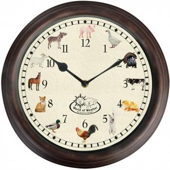 Reloj de pared Esschert Design con sonidos de animales de granja, modelo decorativo con gato y perro
