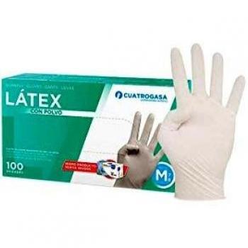 CuatroGasa 100 Guantes de látex no estéril con polvo t. mediana