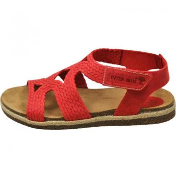 Sandalia de piel bio con cuna para mujer Inter-Bios en color rojo