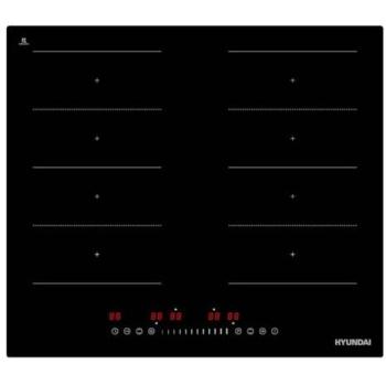 Placa de Inducción Hyundai HIF60SRB00, 7360W, 4 Zonas de Cocción, Control Táctil Slider, Función Turbo, Temporizador y Bloqueo