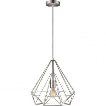 Lámpara colgante de níquel satinado TELFORD L38, 1 luz, diseño moderno, material de alambre ligero, casquillo E27