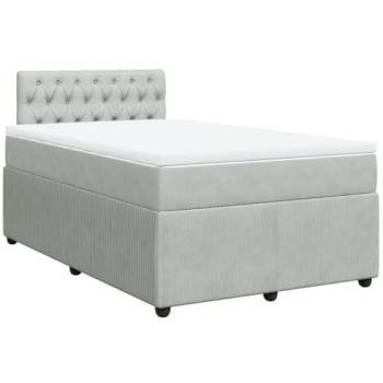 Cama box spring con colchón terciopelo gris claro 120x200 cm Vidaxl Gris