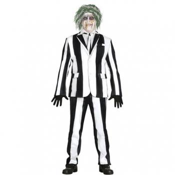 Disfraz de Fantasma a rayas para hombre - Traje a Rayas Blanco y Negro, Disfraces de Halloween para Hombre, Talla Adulto S