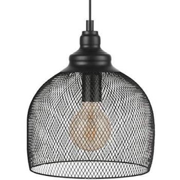 Lámpara Colgante Vintage Industrial Eglo Straiton Negra 1 Bombilla E27
