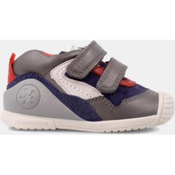 Botas Biomecanics 221131 A Niño - Cómodas y Resistentes, Zapatos de bebé niño en gris de piel con puntera reforzada y doble cierre adherente