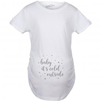 Crazy Dog TShirts - Maternity Baby Its Cold Outside Pregnancy Tshirt Classic Christmas Song Tee For Belly Bump -S - Camiseta De Maternidad