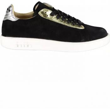 Diadora Black Fabric Sneaker - EU37/US7, Sneakers, female, Black, Size: 7 US Elegant Black Leather Sneakers with Contrast Details