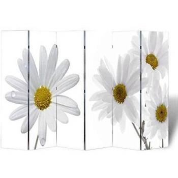vidaXL Biombo con Foto de Flores Pantalla Divisor Separador de Espacios con Imagen Impresa para Dividir Habitación Madera de Abeto 217x170 cm