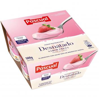 Pascual Yogur Desnatado Sabor Fresa - Paquete de 4 x 125 gr - Total: 500 gr