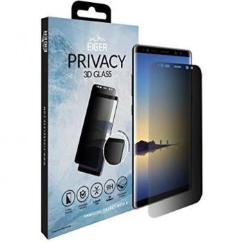 Protector de Pantalla EIGER Anti-Spy para Samsung Galaxy Note 8, Cristal Templado Curvo, Transparente, Incluye Kit de Limpieza