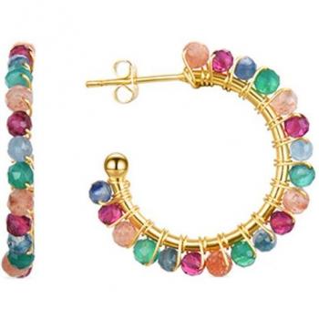 Pendientes Luxenter Aiel Cristal Multicolor Oro 18 quilates