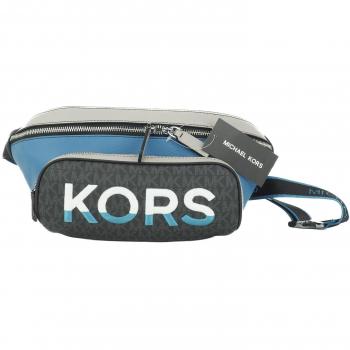 Cooper Large Blue Multi Leather Embroidered Logo Utility Belt Bag