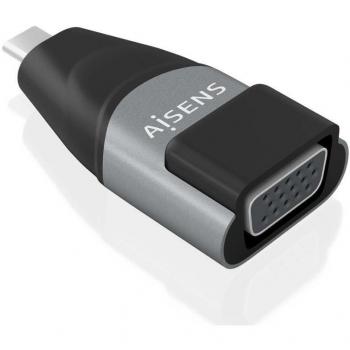 Adaptador USB Tipo-C Aisens A109-0863, USB Tipo-C macho a VGA hembra, conversor de aluminio, transmisión de señales USB a VGA, resolución 1920x1200@60Hz, compatible con Mac