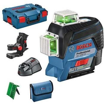 Nivel láser verde Bosch GLL 3-80 CG Profesional, autolivelante, inalámbrico con cargador y maletín