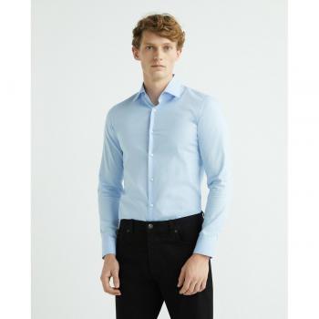 Camisa de Hombre Slim Fit de Popelín de Algodón con Planchado Fácil Modelo 'Hank Kent' Color Azul Talla 40