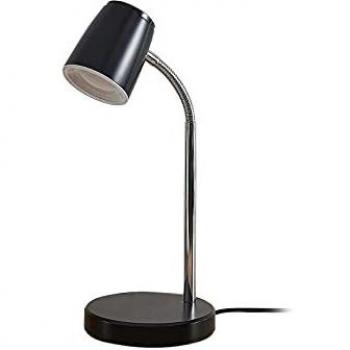 Lámpara de mesa LED moderna 'Jegor' en negro, hecha de plástico y hierro, con luz cálida y fuente de luz integrada