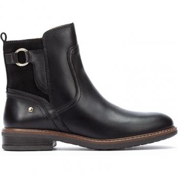 Botines Pikolinos Aldaya W8J-8604C1 - Botas de Mujer Negras de Piel con Detalle de Pespuntes y Diseño Clásico