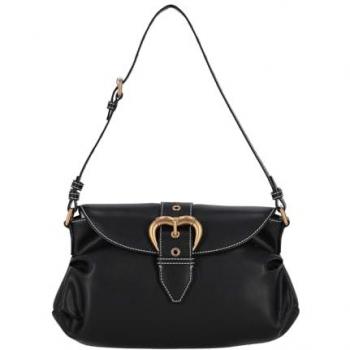 Pinko Jolene Leather Shoulder Bag in Black, 29 cm, Crystal Leather, ONE SIZE