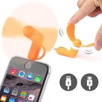 ONX3® (naranja) Alcatel OneTouch Elevate Universal Mobile Cell Teléfono Enfriamiento Portátil bolsillo Tamaño ventilador Accesorio 2 in 1 Conector Para Android Micro USB Y IOS iPhone