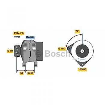 Alternador BOSCH 0 986 048 911 - 14V 90A para PEUGEOT y CITROËN